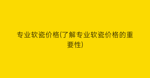 专业软瓷价格(了解专业软瓷价格的重要性)