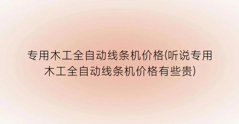 专用木工全自动线条机价格(听说专用木工全自动线条机价格有些贵)