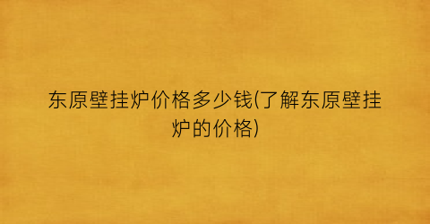东原壁挂炉价格多少钱(了解东原壁挂炉的价格)