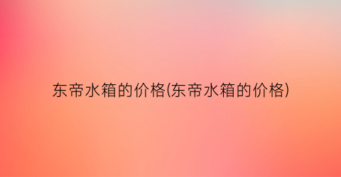 东帝水箱的价格(东帝水箱的价格)