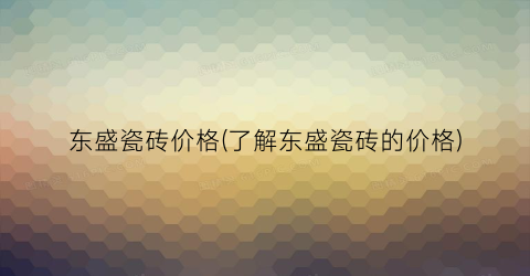 东盛瓷砖价格(了解东盛瓷砖的价格)