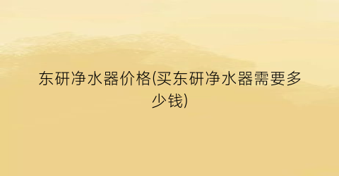 东研净水器价格(买东研净水器需要多少钱)