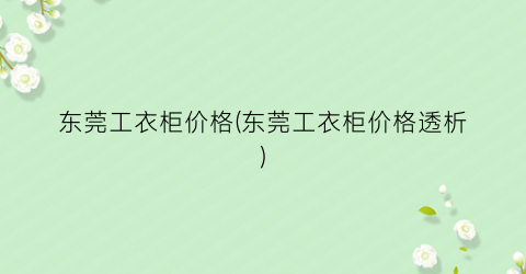 东莞工衣柜价格(东莞工衣柜价格透析)
