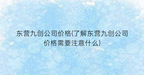 东营九创公司价格(了解东营九创公司价格需要注意什么)