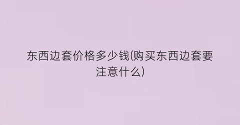 东西边套价格多少钱(购买东西边套要注意什么)