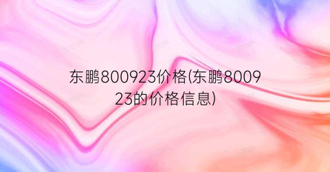 东鹏800923价格(东鹏800923的价格信息)