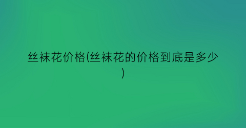 丝袜花价格(丝袜花的价格到底是多少)
