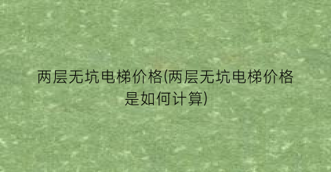 两层无坑电梯价格(两层无坑电梯价格是如何计算)