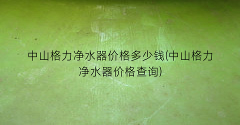 中山格力净水器价格多少钱(中山格力净水器价格查询)