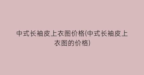 中式长袖皮上衣图价格(中式长袖皮上衣图的价格)