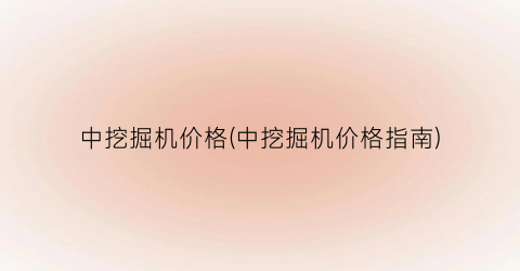 中挖掘机价格(中挖掘机价格指南)