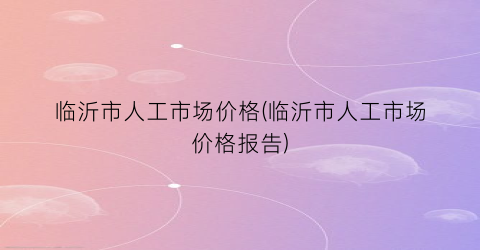 临沂市人工市场价格(临沂市人工市场价格报告)