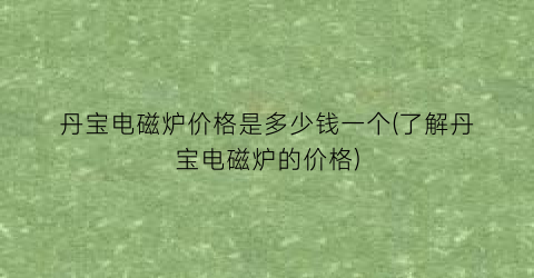 “丹宝电磁炉价格是多少钱一个(了解丹宝电磁炉的价格)