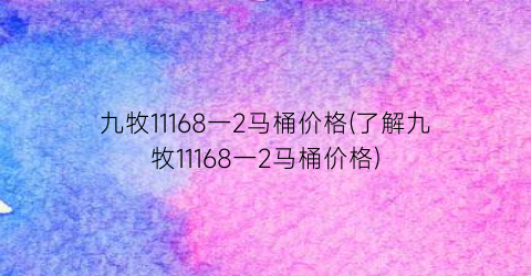 九牧11168一2马桶价格(了解九牧11168一2马桶价格)