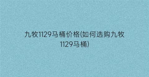 九牧1129马桶价格(如何选购九牧1129马桶)
