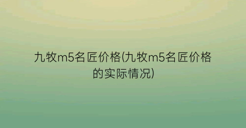 九牧m5名匠价格(九牧m5名匠价格的实际情况)