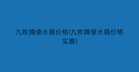 九牧蹲便水箱价格(九牧蹲便水箱价格实惠)