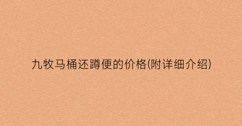 九牧马桶还蹲便的价格(附详细介绍)