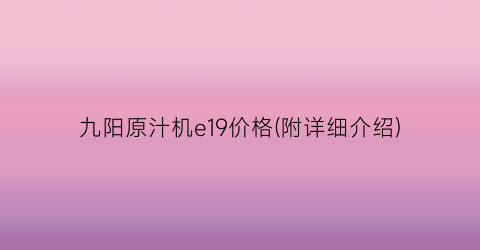 九阳原汁机e19价格(附详细介绍)