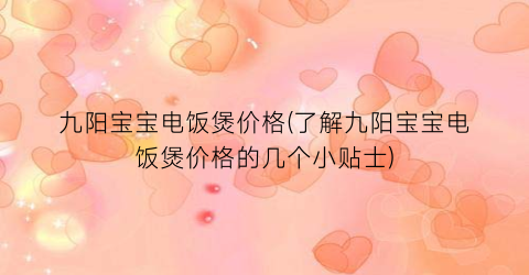 九阳宝宝电饭煲价格(了解九阳宝宝电饭煲价格的几个小贴士)