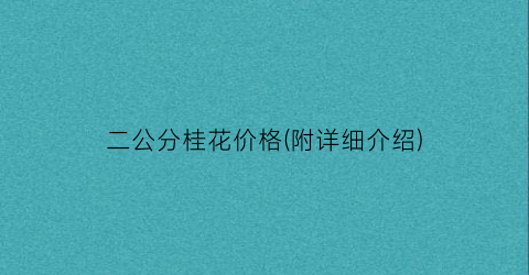 二公分桂花价格(附详细介绍)