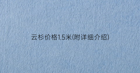 云杉价格1.5米(附详细介绍)