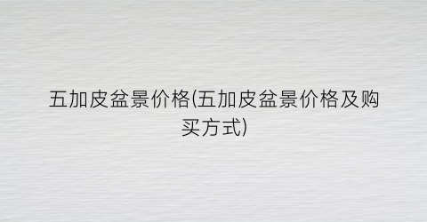 五加皮盆景价格(五加皮盆景价格及购买方式)