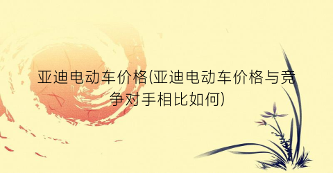 “亚迪电动车价格(亚迪电动车价格与竞争对手相比如何)
