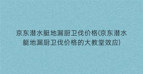 京东潜水艇地漏厨卫伐价格(京东潜水艇地漏厨卫伐价格的大教堂效应)
