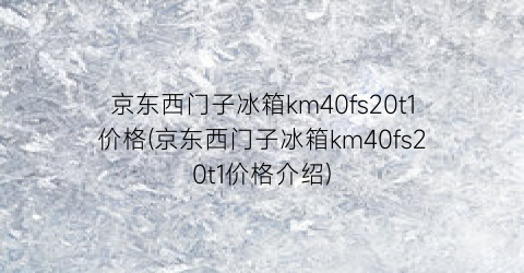 京东西门子冰箱km40fs20t1价格(京东西门子冰箱km40fs20t1价格介绍)