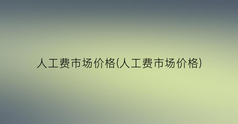 人工费市场价格(人工费市场价格)