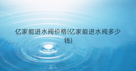 亿家能进水阀价格(亿家能进水阀多少钱)