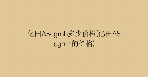 亿田A5cgmh多少价格(亿田A5cgmh的价格)