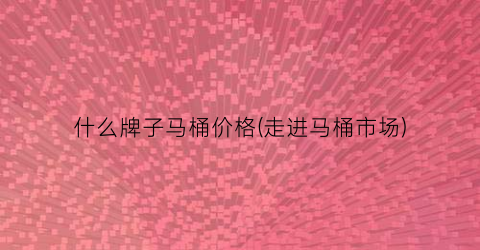 什么牌子马桶价格(走进马桶市场)