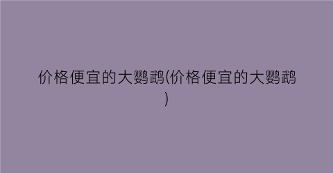 价格便宜的大鹦鹉(价格便宜的大鹦鹉)
