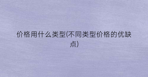价格用什么类型(不同类型价格的优缺点)