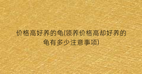价格高好养的龟(领养价格高却好养的龟有多少注意事项)
