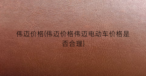 伟迈价格(伟迈价格伟迈电动车价格是否合理)