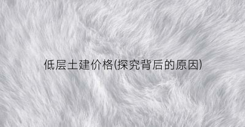 低层土建价格(探究背后的原因)