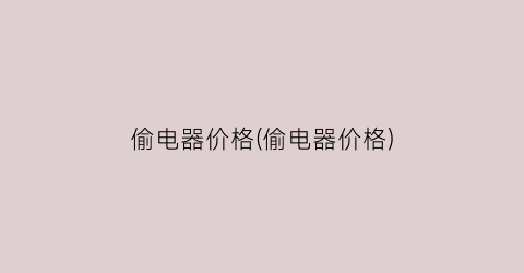 偷电器价格(偷电器价格)