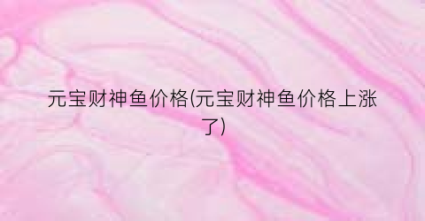 元宝财神鱼价格(元宝财神鱼价格上涨了)
