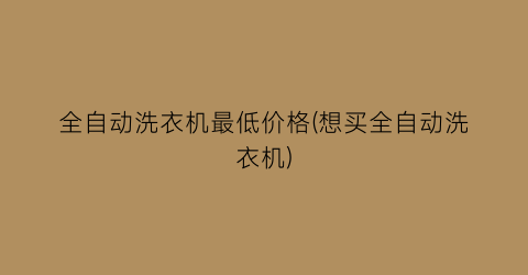 全自动洗衣机最低价格(想买全自动洗衣机)