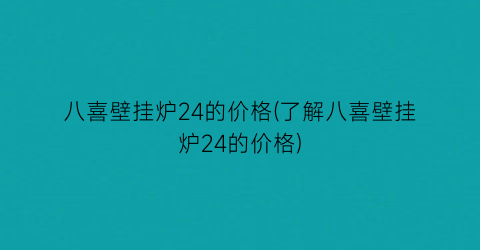 八喜壁挂炉24的价格(了解八喜壁挂炉24的价格)
