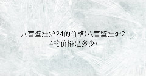 八喜壁挂炉24的价格(八喜壁挂炉24的价格是多少)
