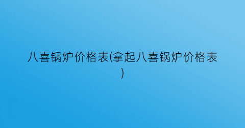 八喜锅炉价格表(拿起八喜锅炉价格表)