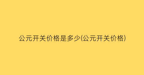 公元开关价格是多少(公元开关价格)