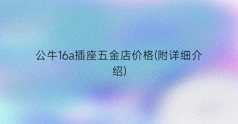 公牛16a插座五金店价格(附详细介绍)