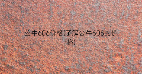 公牛606价格(了解公牛606的价格)