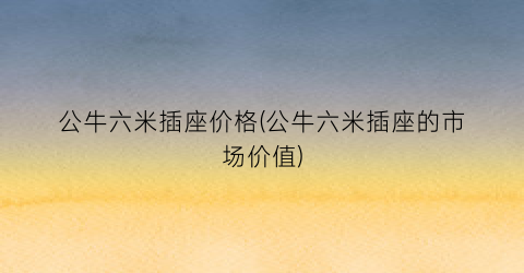 公牛六米插座价格(公牛六米插座的市场价值)