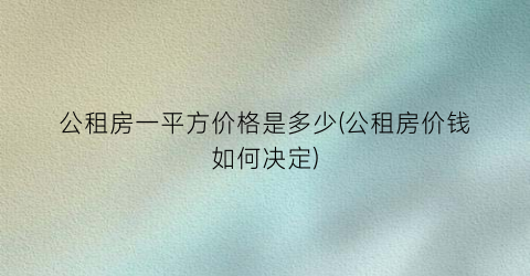 公租房一平方价格是多少(公租房价钱如何决定)